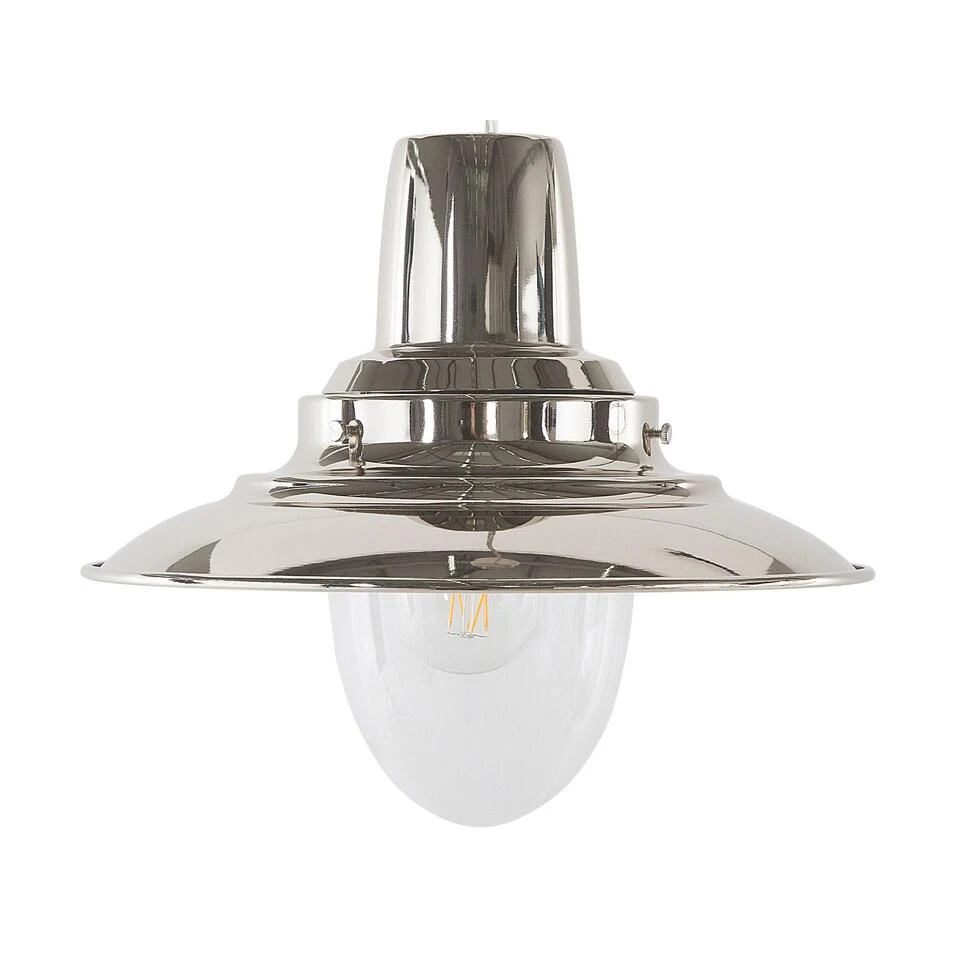 Beliani Hanglamp PINEGA - Zilver Metaal, Glas 1 Beliani Hanglamp PINEGA - Zilver Metaal, Glas