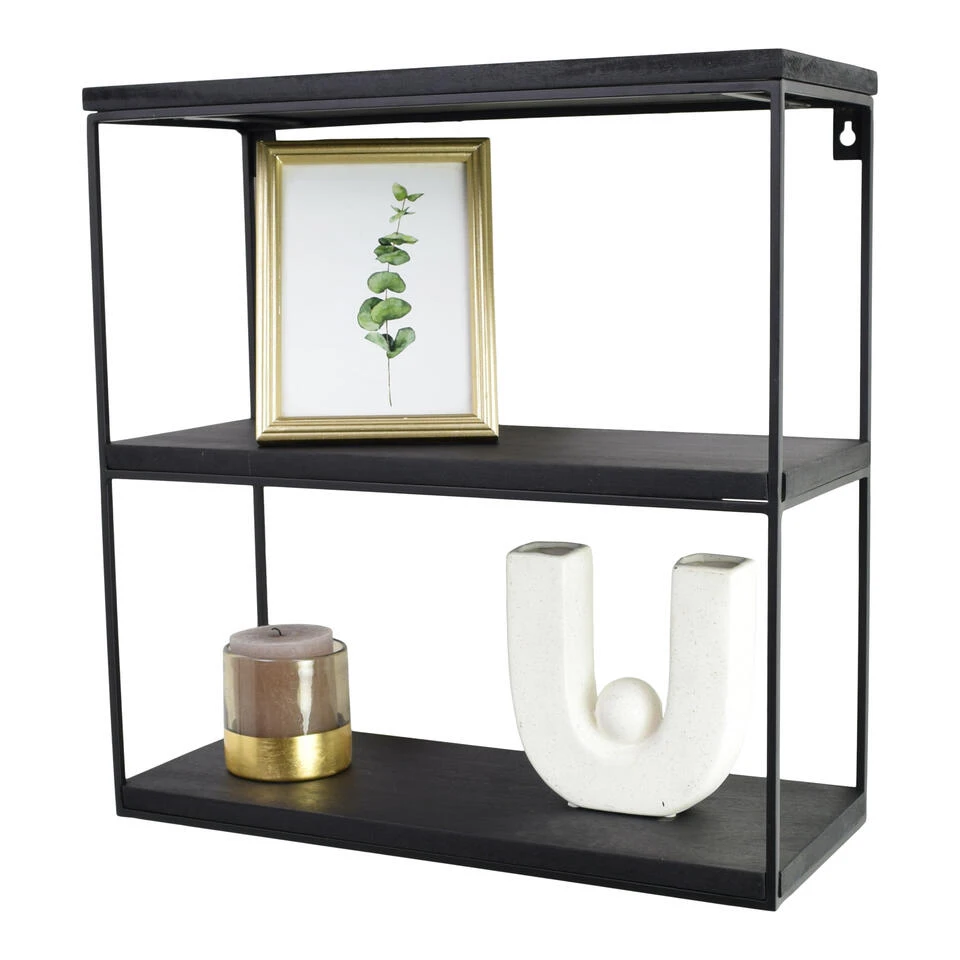 LOFT42 Wally Wandrek Met Zwart Mangohout - Metaal - 45x45x18 2 LOFT42 Wally Wandrek Met Zwart Mangohout - Metaal - 45x45x18 - Afbeelding 2