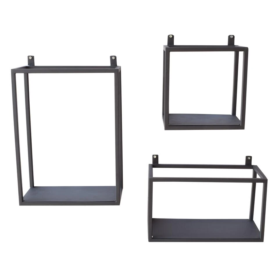 Set Van 3 Wandboxes Vintage Black 2 Set Van 3 Wandboxes Vintage Black - Afbeelding 2