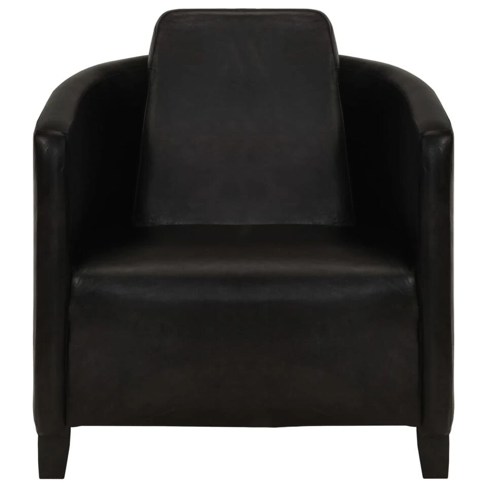 VidaXL Fauteuil Echt Leer Zwart 2 VidaXL Fauteuil Echt Leer Zwart - Afbeelding 2