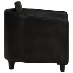 VidaXL Fauteuil Echt Leer Zwart 6 VidaXL Fauteuil Echt Leer Zwart -Huishoudelijke Voorwerpen Winkel 1000059161 0102