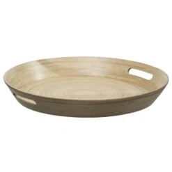 5Five Dienblad/serveerblad - Bamboe Bruin - Met Handvaten - D42 Cm