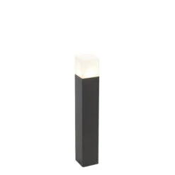 QAZQA Staande Buitenlamp Zwart Met Opaal Witte Kap 50 Cm - Denmark