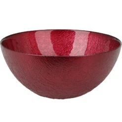 Merkloos Decoratie Schaal/fruitschaal - Glas Rond - Rood - D28 X H11,5 Cm