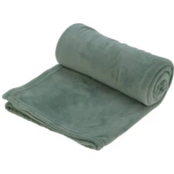 H&S Fleece Deken-dekentje-plaid - Polyester - Olijfgroen - 125 X 150 Cm