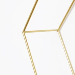 Dubbel Zeshoekig Metalen Wandrek Met 2 Houten Plankjes - 30,5x41 Cm - Goud -Huishoudelijke Voorwerpen Winkel 1000067186 0103