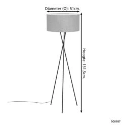 EGLO Fondachelli Vloerlamp - E27 - 151,5 Cm - Zwart/Grijs -Huishoudelijke Voorwerpen Winkel 1000067449 0103