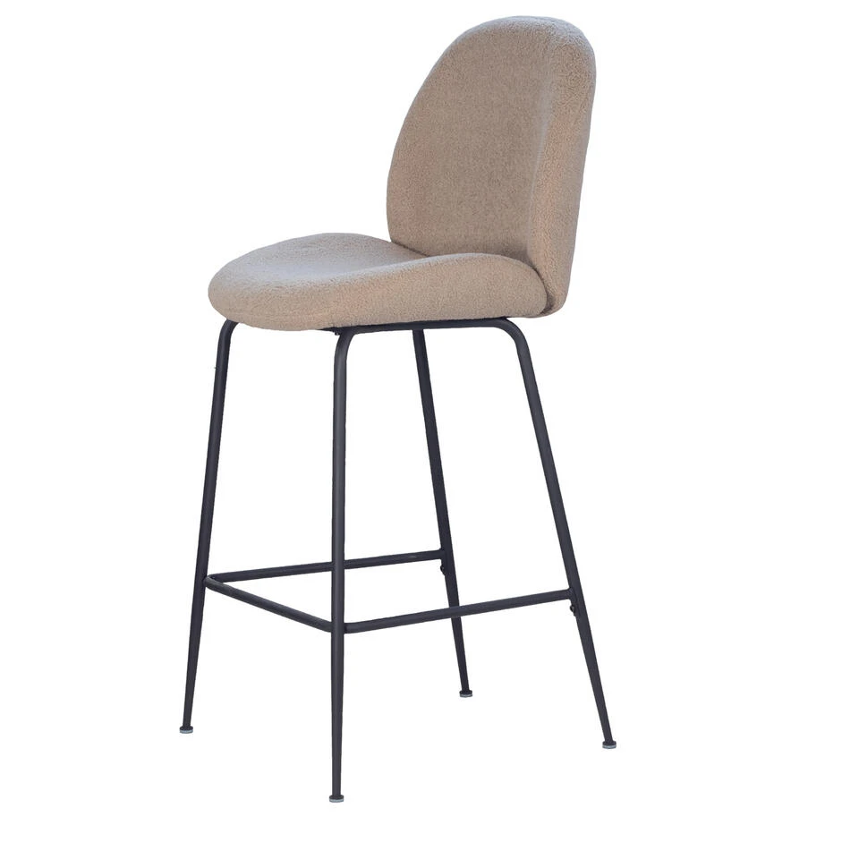 Giga Meubel Barkruk Teddy Taupe - Zithoogte 75cm - Zwart Onderstel 2 Giga Meubel Barkruk Teddy Taupe - Zithoogte 75cm - Zwart Onderstel - Afbeelding 2