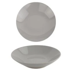 OTIX Diepe Borden Grijs Pastaborden Soepborden 6 Stuks 20cm Aardewerk