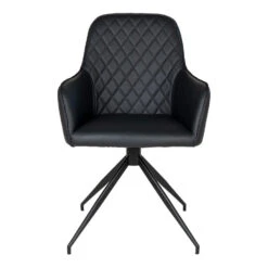 Giga Meubel Eetkamerstoel Pu-Leer Zwart - Draaibaar - Stoel Harbo -Huishoudelijke Voorwerpen Winkel 1000069302 0102