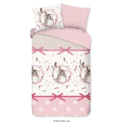 Good Morning Dekbedovertrek "Owl" - Roze - (140x220 Cm)