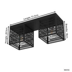 EGLO Piedritas Plafondlamp - E27 - 51,5 cm - Zwart -Huishoudelijke Voorwerpen Winkel 1000070544 0103
