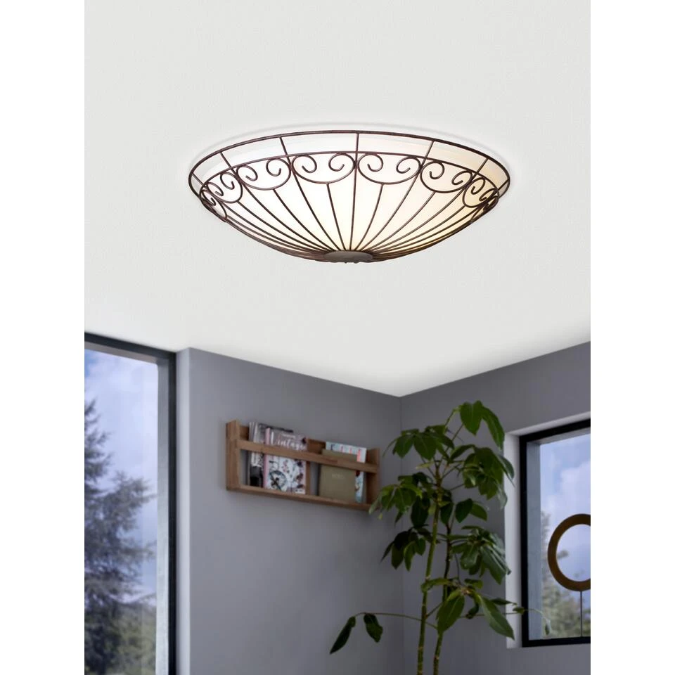 EGLO Colti Plafondlamp - E27 - Ø 35 cm - Antiek-Bruin/Wit gelakt 4 EGLO Colti Plafondlamp - E27 - Ø 35 cm - Antiek-Bruin/Wit gelakt - Afbeelding 4