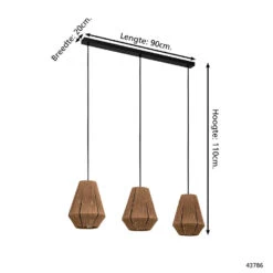 EGLO Alderney Hanglamp - E27 - 90 cm - Zwart/Bruin -Huishoudelijke Voorwerpen Winkel 1000070673 0103