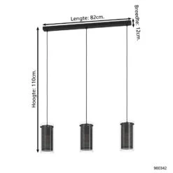 EGLO Pinto Textil 1 Hanglamp - E27 - 82 cm - Zwart -Huishoudelijke Voorwerpen Winkel 1000070874 0103