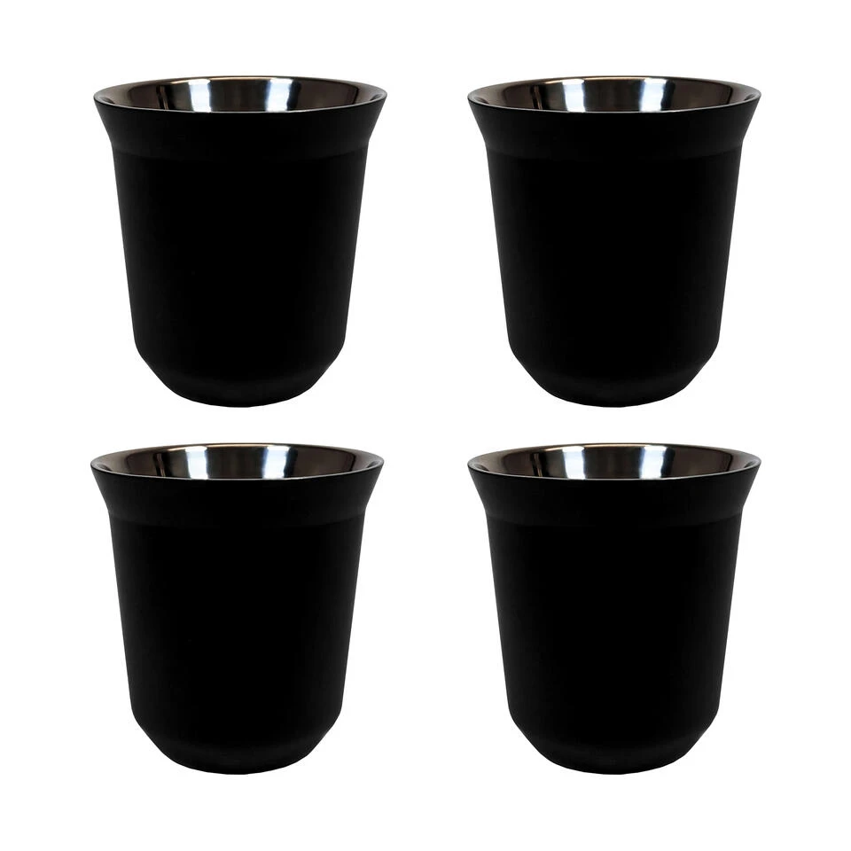 Krumble Espressokopjes Staal Set Van 4 - Zwart 1 Krumble Espressokopjes Staal Set Van 4 - Zwart