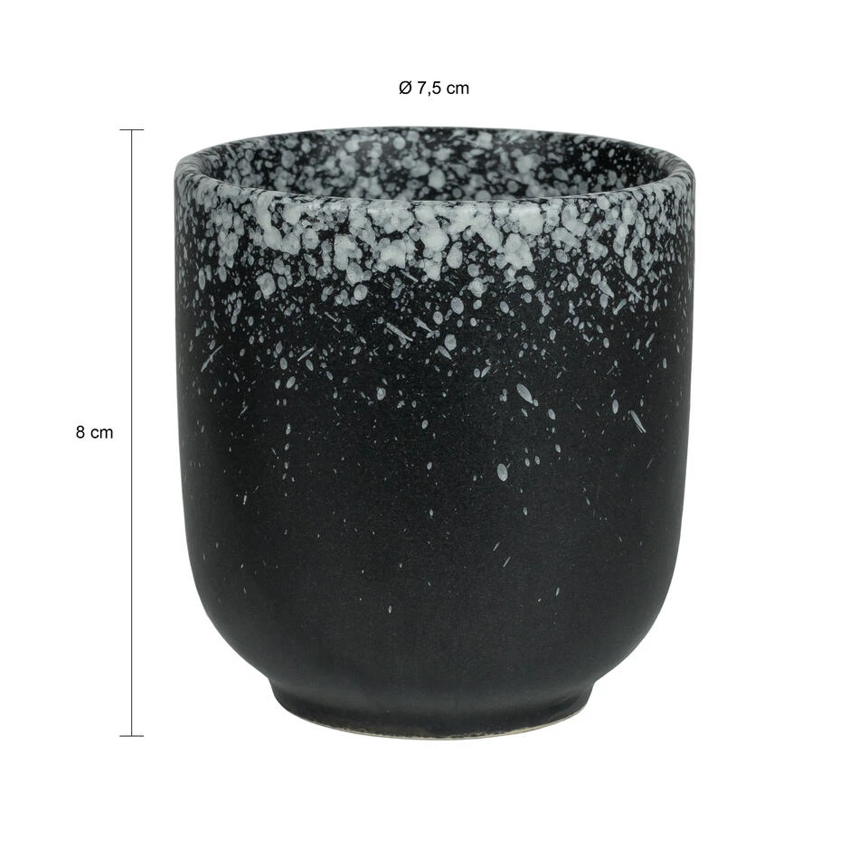 Krumble Koffie Mok - 200 Ml - Keramiek - Zwart Met Witte Spetters - Set Van 4 3 Krumble Koffie Mok - 200 Ml - Keramiek - Zwart Met Witte Spetters - Set Van 4 - Afbeelding 3