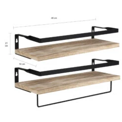 QUVIO Houten Wandplank Met Metalen Stang Voor Keuken 5 QUVIO Houten Wandplank Met Metalen Stang Voor Keuken -Huishoudelijke Voorwerpen Winkel 1000071517 0102