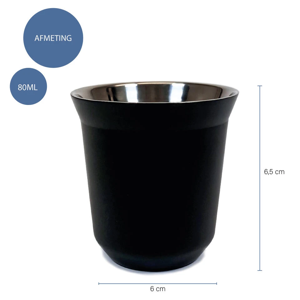 Krumble Koffiekop Staal - Zwart 2 Krumble Koffiekop Staal - Zwart - Afbeelding 2