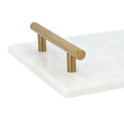 QUVIO Dienblad Met Gouden Hendels - Marmer - Wit -Huishoudelijke Voorwerpen Winkel 1000071545 0103
