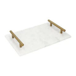 QUVIO Dienblad Met Gouden Hendels - Marmer - Wit