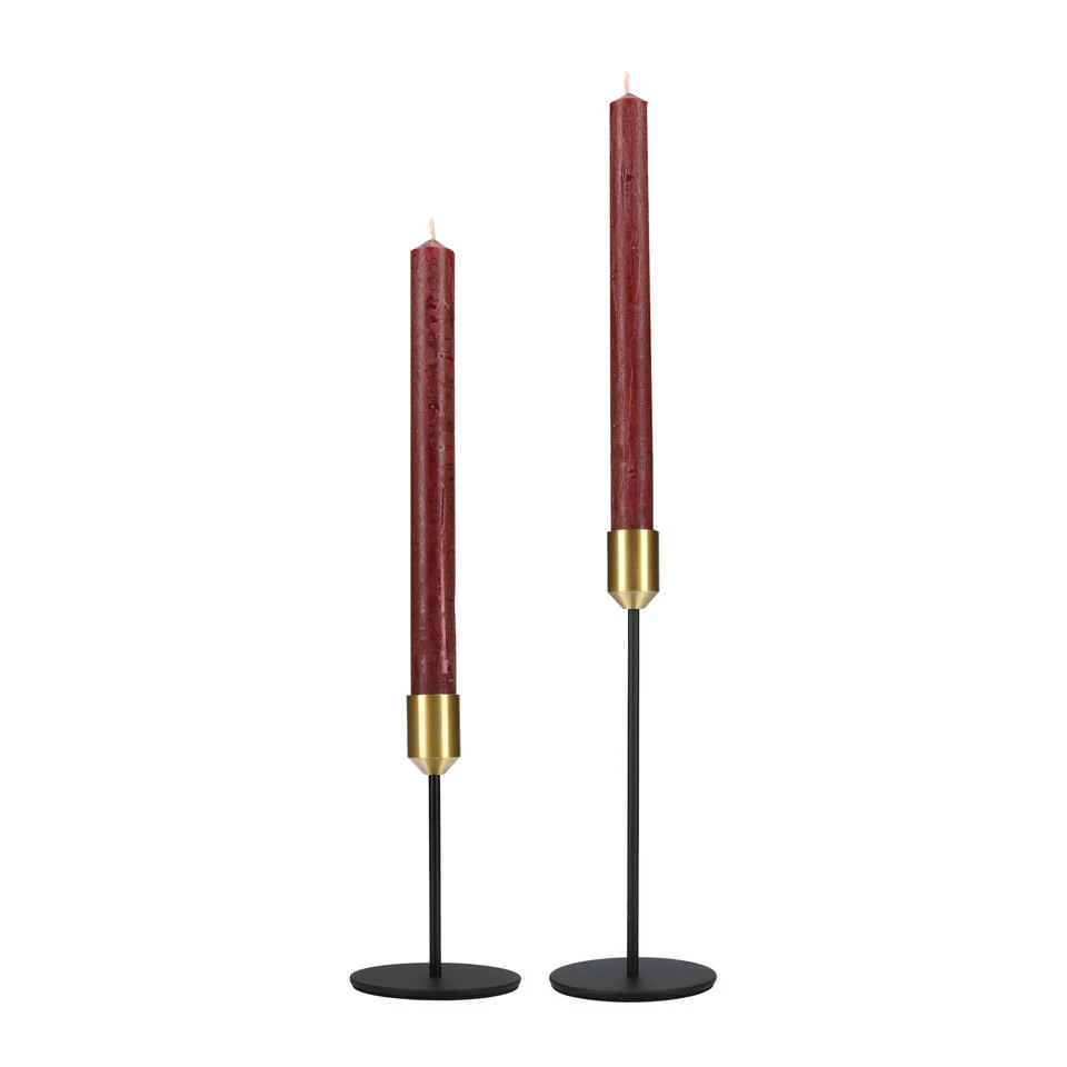 QUVIO Kaarsenstandaard - Set Van 2 (klein En Groot) - Metaal - Zwart En Goud 1 QUVIO Kaarsenstandaard - Set Van 2 (klein En Groot) - Metaal - Zwart En Goud