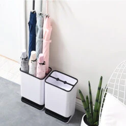 QUVIO Paraplubak Kunststof Wit/zwart -Huishoudelijke Voorwerpen Winkel 1000071782 0102