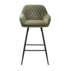 Giga Meubel Barstoel Groen - Velvet - Barstoel Milton