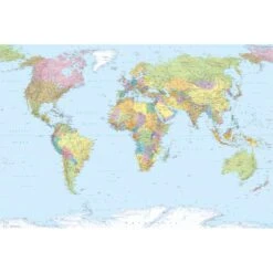 Komar Fotobehang - World Map - Multicolor - 368 X 248 Cm - 611132