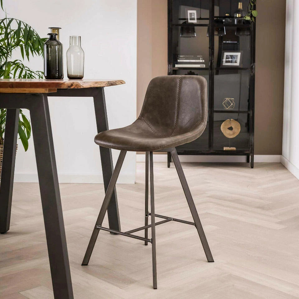 Barstoel Jill Kuip - Lederlook - Multikleur 2 Barstoel Jill Kuip - Lederlook - Multikleur - Afbeelding 2