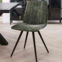 Victor Eetkamerstoel Velvet - Stof - Groen -Huishoudelijke Voorwerpen Winkel 1000076872 0102