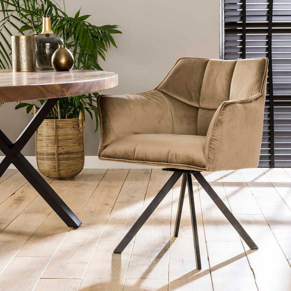 Ramon Eetkamerstoel Velvet - Stof - Beige 2 Ramon Eetkamerstoel Velvet - Stof - Beige - Afbeelding 2