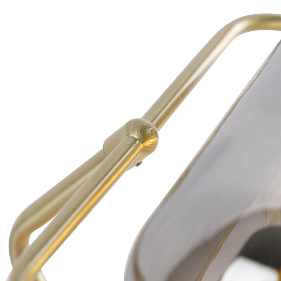 QAZQA Klassieke Notarislamp Goud Met Gerookt Spiegel Glas - Banker 2 QAZQA Klassieke Notarislamp Goud Met Gerookt Spiegel Glas - Banker - Afbeelding 2