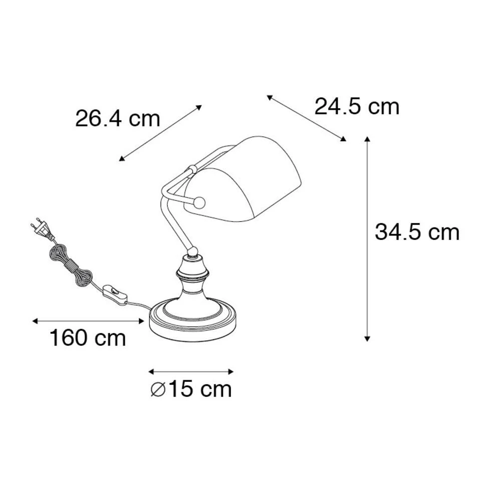 QAZQA Klassieke Notarislamp Goud Met Gerookt Spiegel Glas - Banker 3 QAZQA Klassieke Notarislamp Goud Met Gerookt Spiegel Glas - Banker - Afbeelding 3
