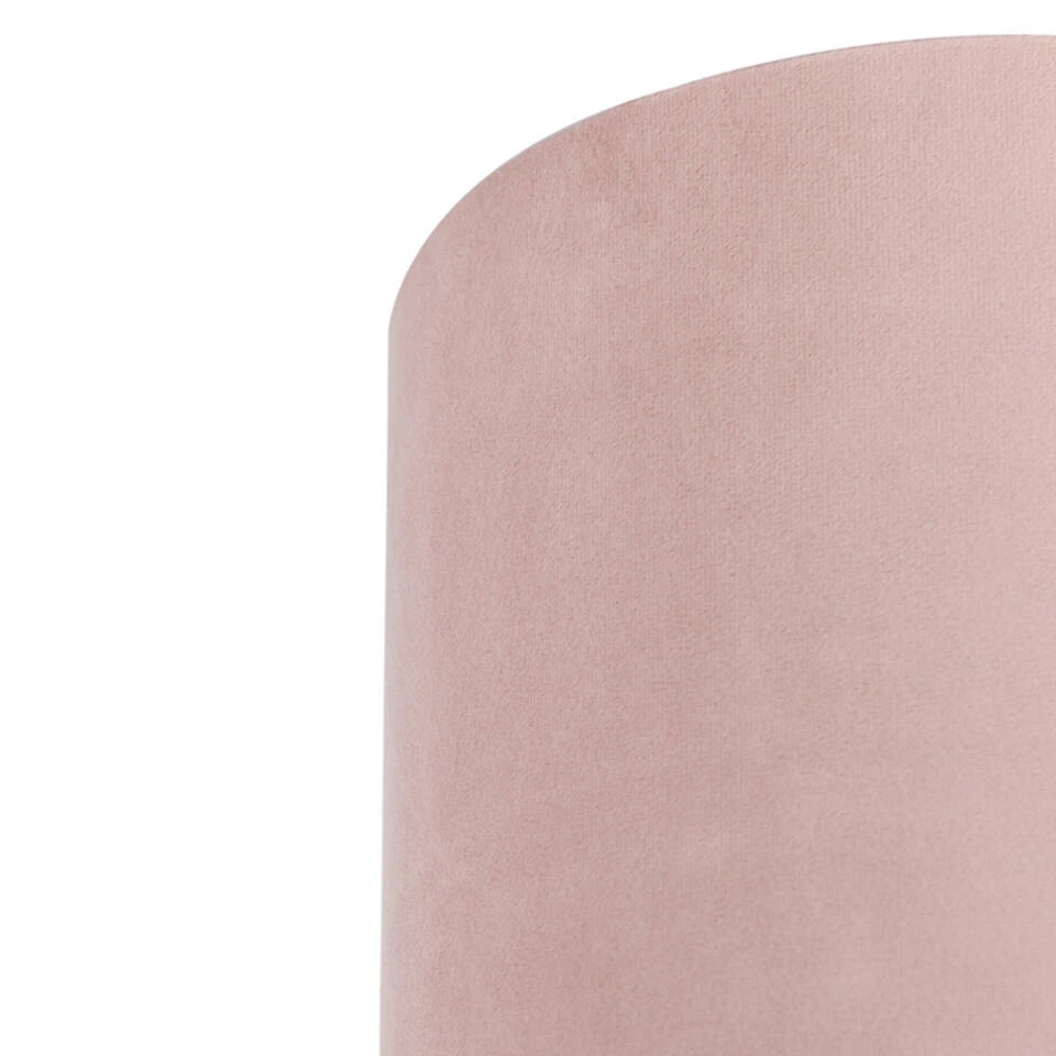 QAZQA Velours Lampenkap Roze 20/20/20 Met Gouden Binnenkant 2 QAZQA Velours Lampenkap Roze 20/20/20 Met Gouden Binnenkant - Afbeelding 2