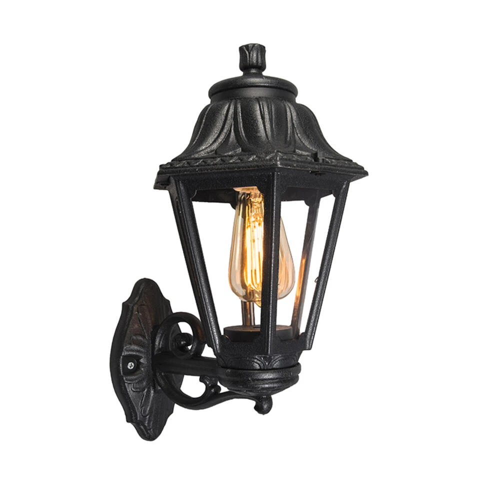 QAZQA Landelijke Buitenwandlamp Zwart IP44 - Anna 1 QAZQA Landelijke Buitenwandlamp Zwart IP44 - Anna