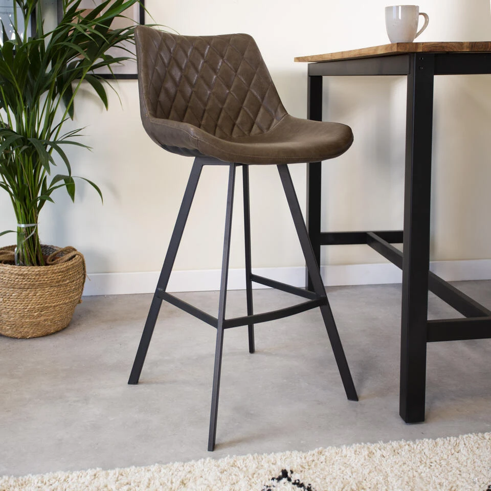 Set Van 2 Barkrukken Industrieel Juno Taupe Zithoogte 70 Cm Kunstleder 2 Set Van 2 Barkrukken Industrieel Juno Taupe Zithoogte 70 Cm Kunstleder - Afbeelding 2