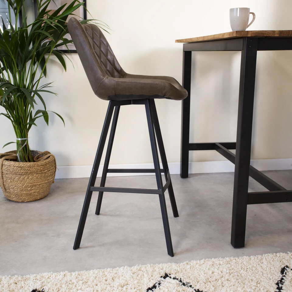 Set Van 2 Barkrukken Industrieel Juno Taupe Zithoogte 70 Cm Kunstleder 3 Set Van 2 Barkrukken Industrieel Juno Taupe Zithoogte 70 Cm Kunstleder - Afbeelding 3