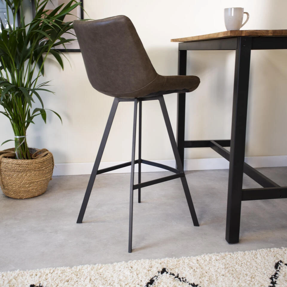 Set Van 2 Barkrukken Industrieel Juno Taupe Zithoogte 70 Cm Kunstleder 4 Set Van 2 Barkrukken Industrieel Juno Taupe Zithoogte 70 Cm Kunstleder - Afbeelding 4