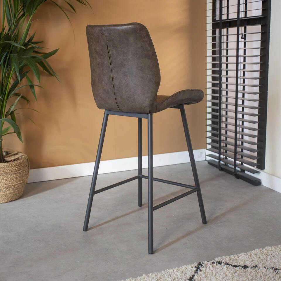 Set Van 2 Brakrukken Industrieel Beau Taupe Zithoogte 67 Cm Kunstleder 4 Set Van 2 Brakrukken Industrieel Beau Taupe Zithoogte 67 Cm Kunstleder - Afbeelding 4