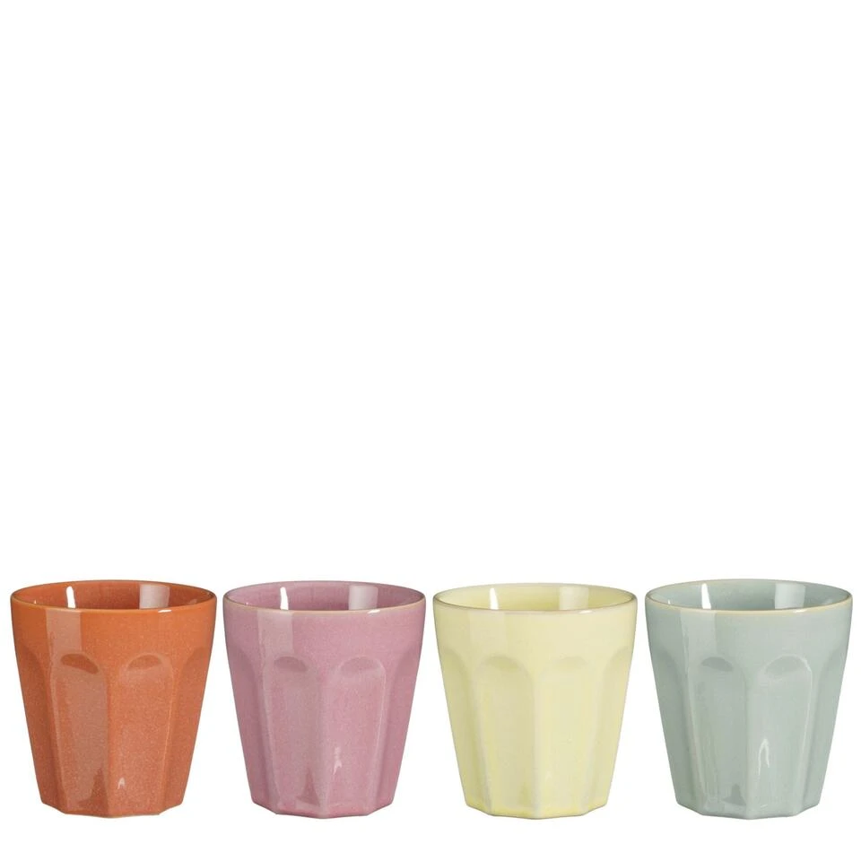 Mica Decorations Rico Beker - Set Van 4 - 330 Ml - Meerkleurig 1 Mica Decorations Rico Beker - Set Van 4 - 330 Ml - Meerkleurig