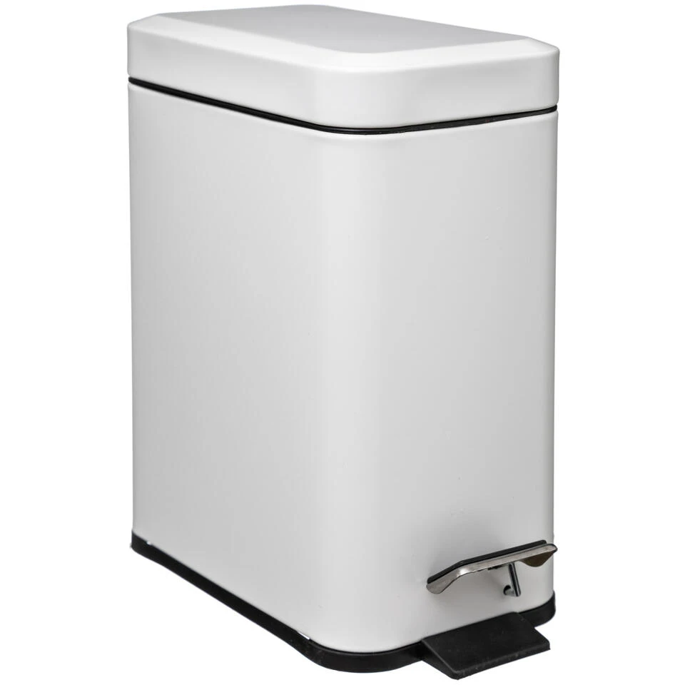 5Five - Prullenbak/pedaalemmer Wit Rvs Metaal 5 Liter - 14x29x30 Cm 1 5Five - Prullenbak/pedaalemmer Wit Rvs Metaal 5 Liter - 14x29x30 Cm