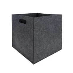 QUVIO Opbergbak Vilt Vierkant - Set Van 6 - Grijs -Huishoudelijke Voorwerpen Winkel 1000079555 0102