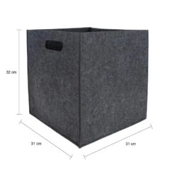 QUVIO Opbergbak Vilt Vierkant - Set Van 6 - Grijs -Huishoudelijke Voorwerpen Winkel 1000079555 0103