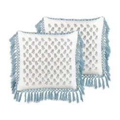 Beliani Sierkussen PALLIDA - Wit Katoen