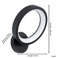 EGLO connect.z Marghera-Z Smart Wandlamp - 30,5 cm - Zwart - RGB -Huishoudelijke Voorwerpen Winkel 1000080295 0103