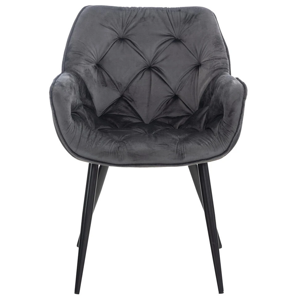 CLP Eetkamerstoel Tanna Fluweel Grijs 2 CLP Eetkamerstoel Tanna Fluweel Grijs - Afbeelding 2