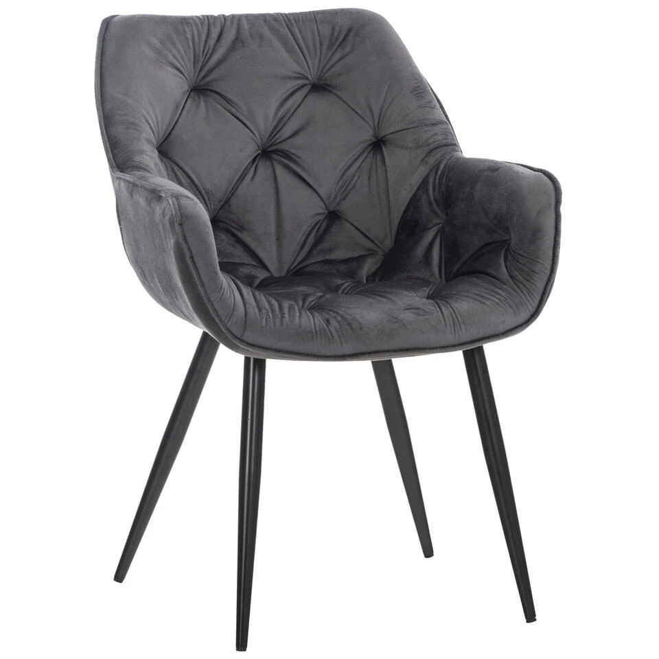 CLP Eetkamerstoel Tanna Fluweel Grijs 1 CLP Eetkamerstoel Tanna Fluweel Grijs