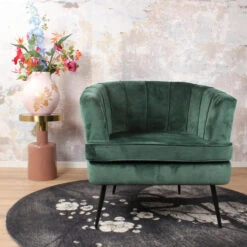 DS4U® Norah Fauteuil Velvet - Stof - Groen 6 DS4U® Norah Fauteuil Velvet - Stof - Groen -Huishoudelijke Voorwerpen Winkel 1000081845 0102