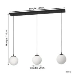 EGLO Rondo 3 Hanglamp - E27 - 121 Cm - Zwart/Wit 6 EGLO Rondo 3 Hanglamp - E27 - 121 Cm - Zwart/Wit -Huishoudelijke Voorwerpen Winkel 1000084241 0103